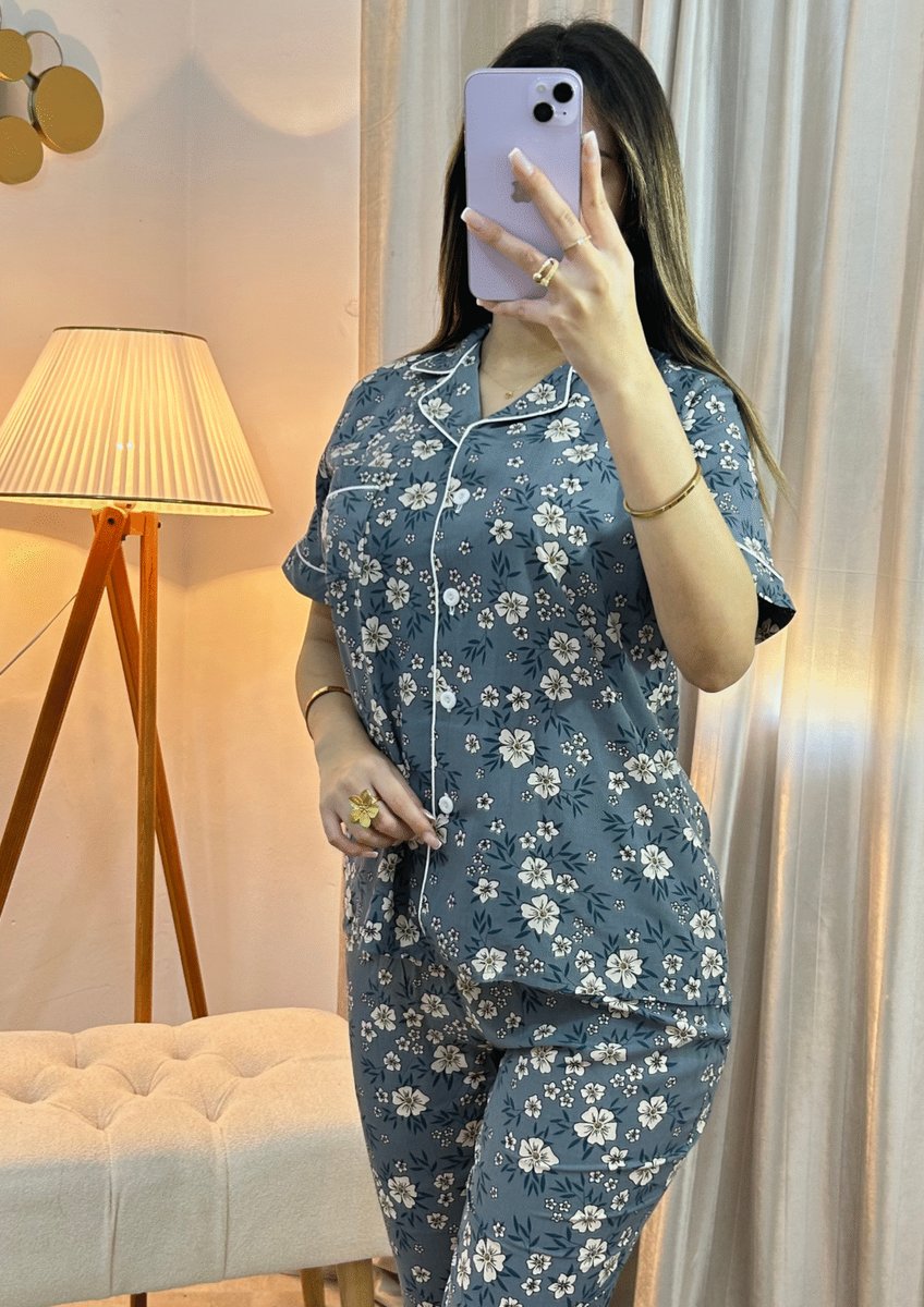 Pyjama Floral Gris